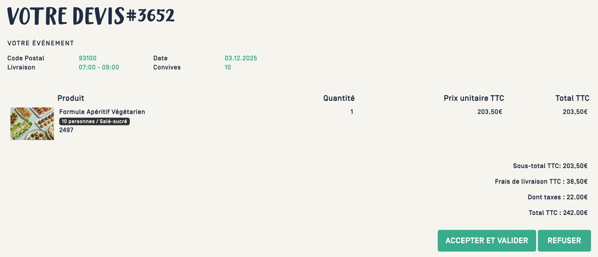 validation devis Les Cuistots Migrateurs